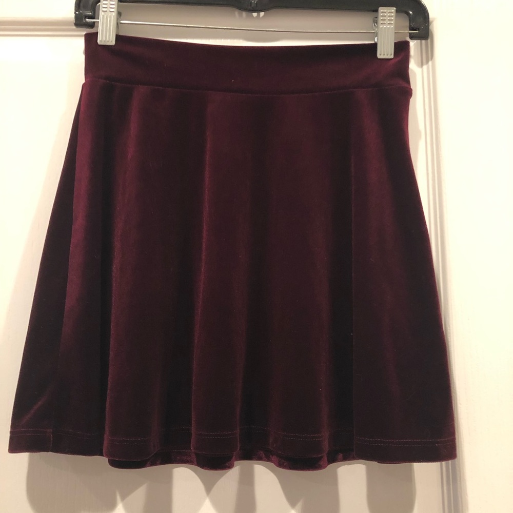 Urban maroon velvet skater skirt